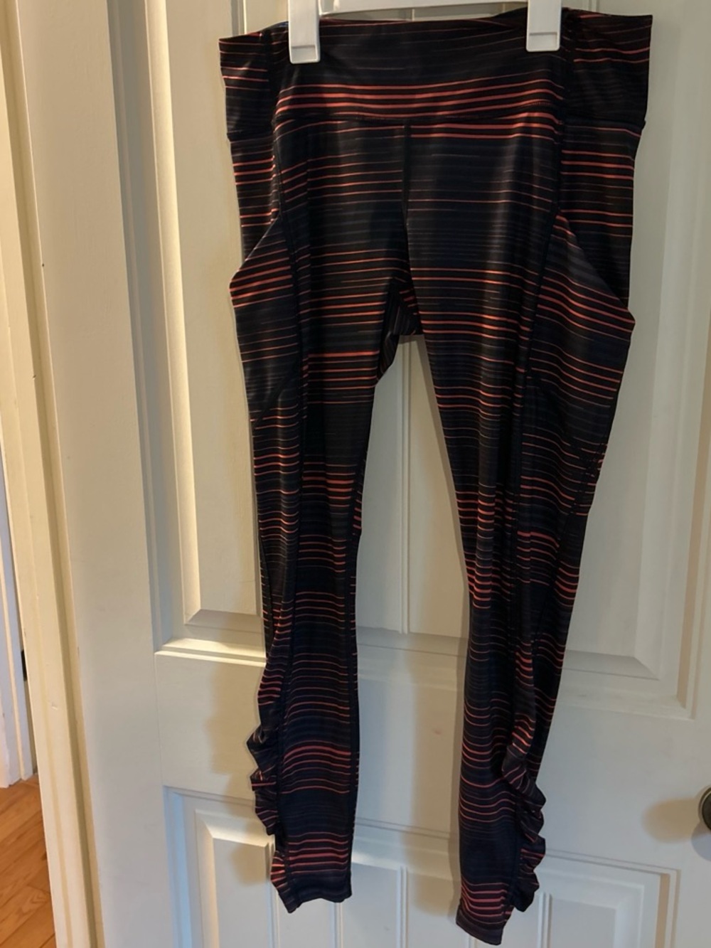 lululemon athletica Black Leggings with Coral Stripes